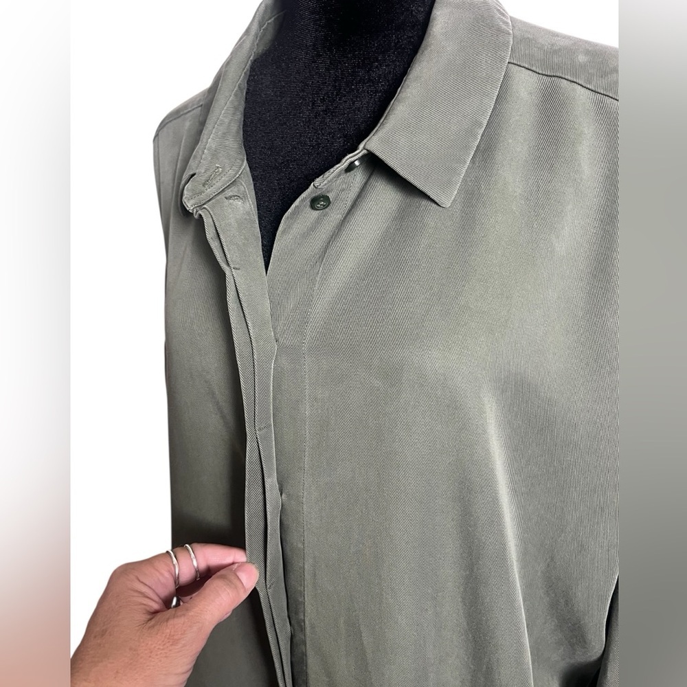 COS Army Green Minimalist Shirt Dress Tunic Size 44 US 12 - Picture 9 of 12